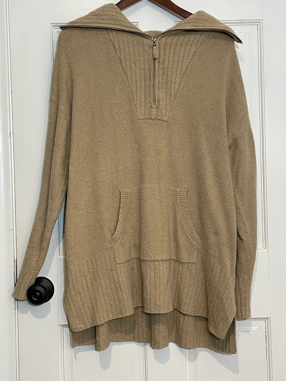 Barefoot Dreams Camel Zip-Neck Tunic Sweater size XL cozy